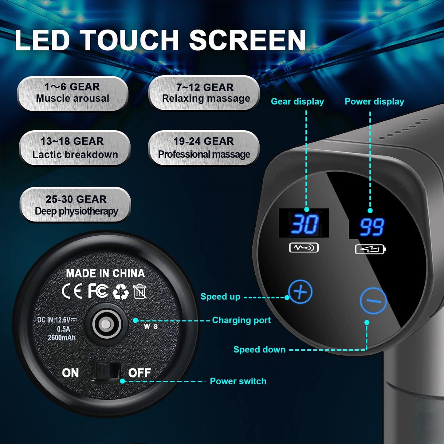 Valano-Massage Gun Deep Tissue, Percussion Muscle Massager with 30 Adjustable image 3