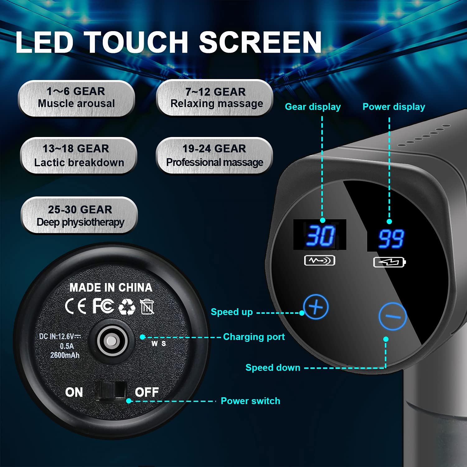 Valano-Massage Gun Deep Tissue, Percussion Muscle Massager with 30 Adjustable image 3