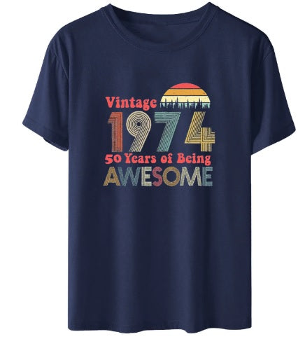 SUWATOIN 50th Birthday T Shirt Women Vintage 1974 T Shirt image 2