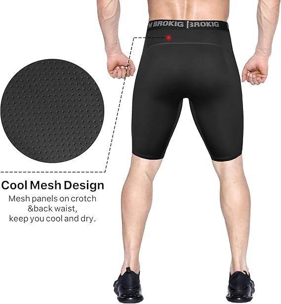 BROKIG Mens Stable Gym Compression Shorts, 2 Pack Lightweight Performance Base image 2