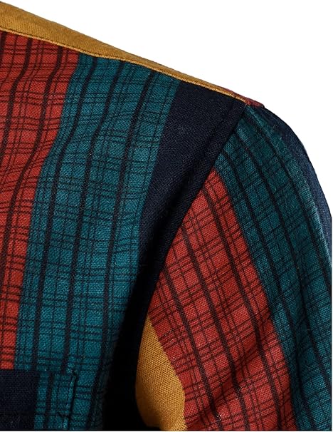 LucMatton Men's Cotton Linen Traditional Pattern Print Short Sleeve Button Down image 5