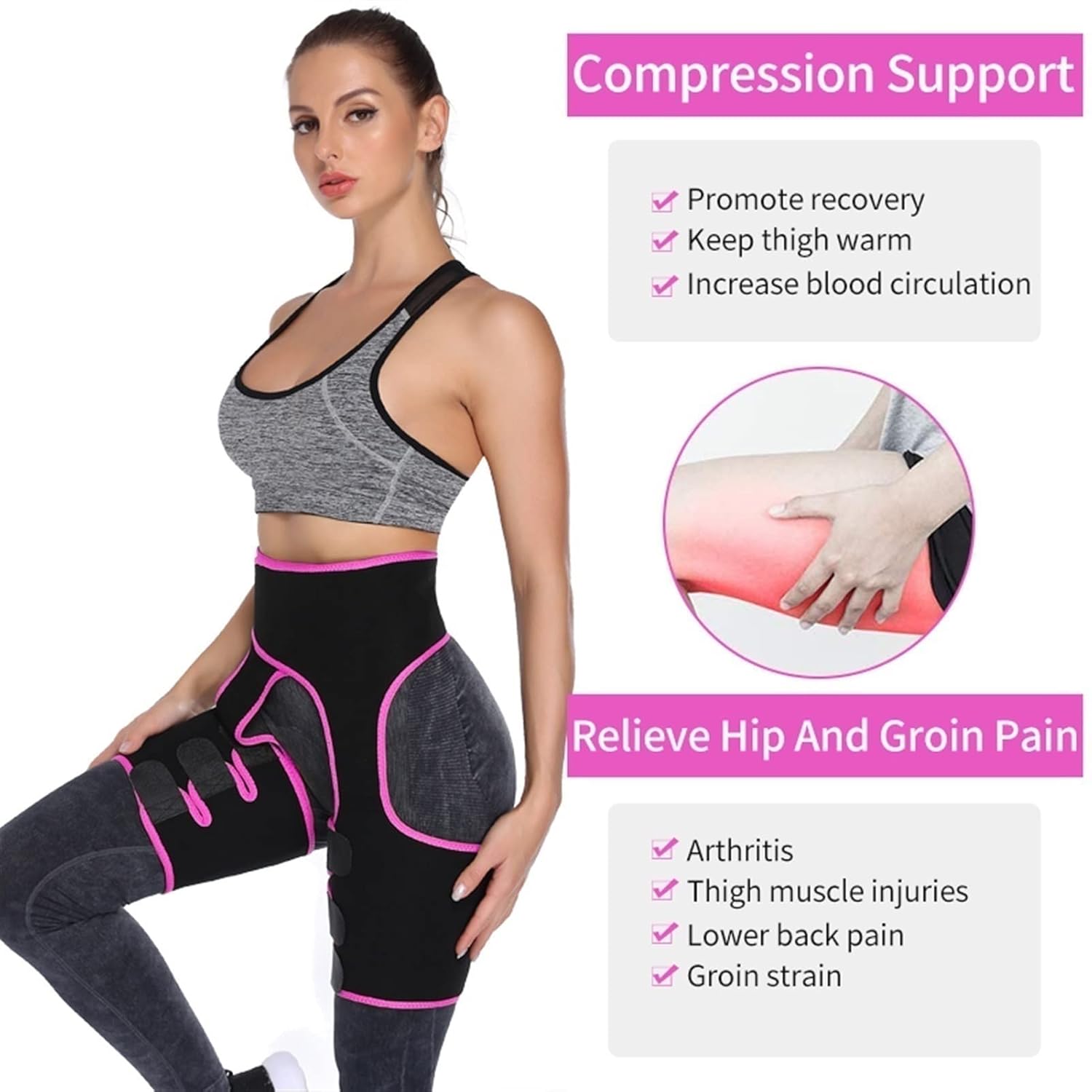 LARIAU Hip Brace Thigh Compression Sleeve-Groin Brace for Hip Pain Relief image 2