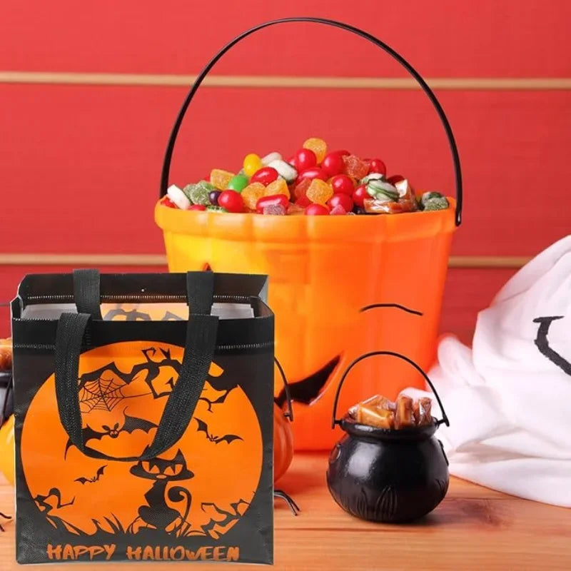 1-60pcsTrick or Treat Bags Halloween Tote Bag With Handle Halloween Party Kids image 2