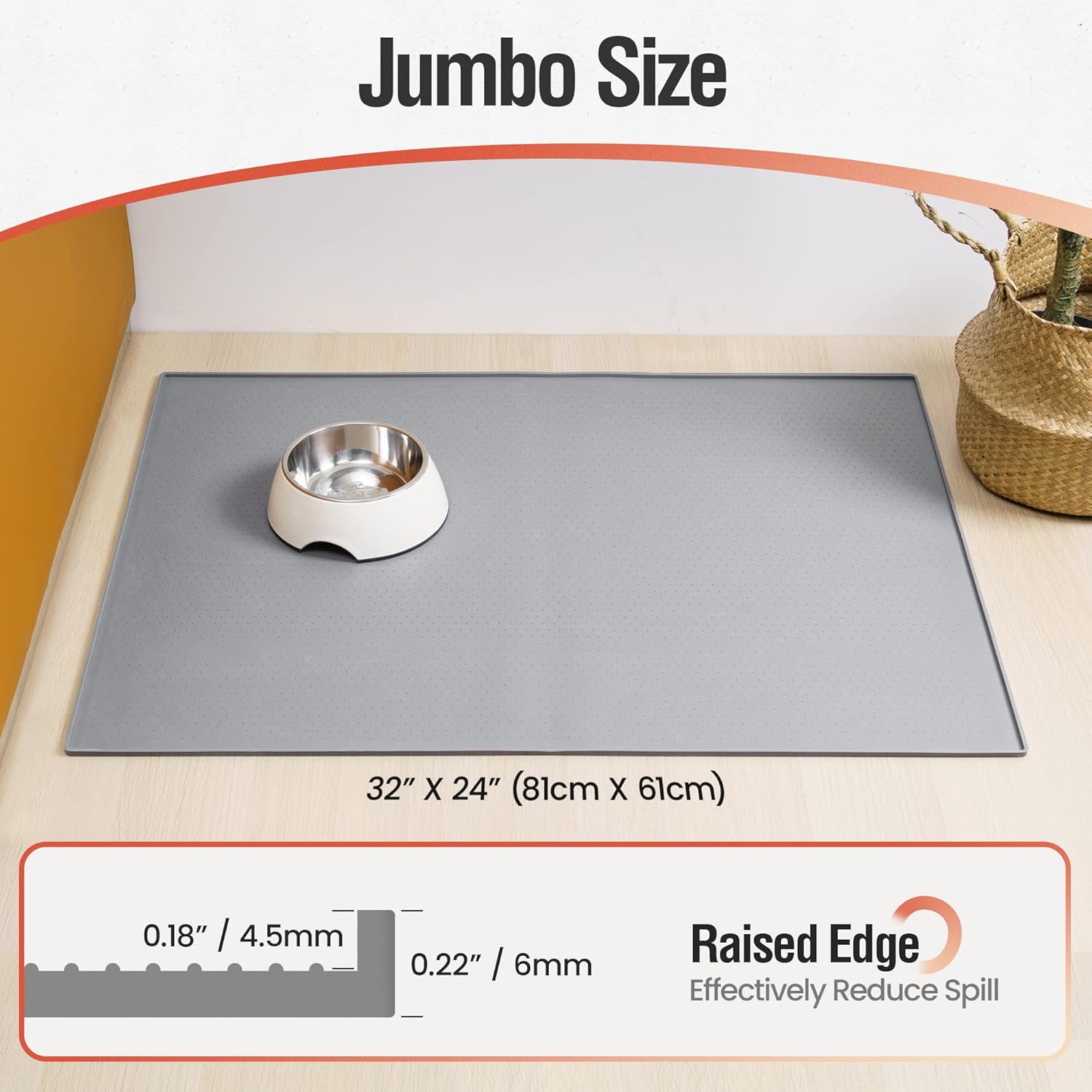 Conlun Large Waterproof Silicone Dog Food Mat – Anti-Slip, Raised Edge image 6