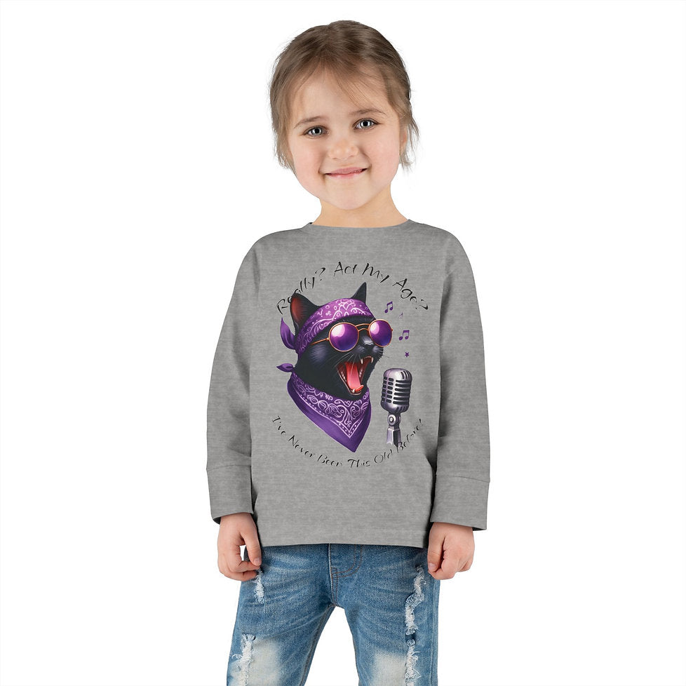 Rockin' Cattytude Toddler Long Sleeved Jersey Tee image 1
