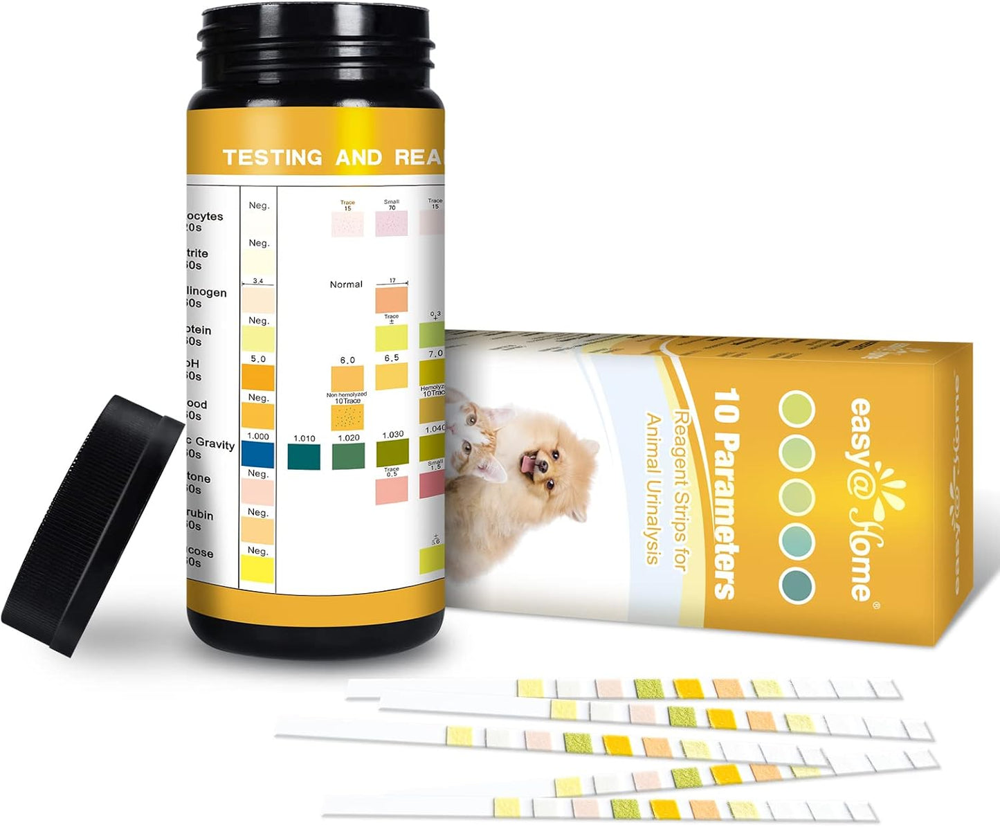 Vet Pet Urine Test Strips: Easy@Home 10 Parameters Animal Urinalysis Reagent image 1