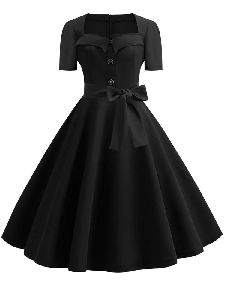 Women Summer Dress Elegant Retro Vintage 50s 60s Robe Rockabilly Swing Pinup image 2