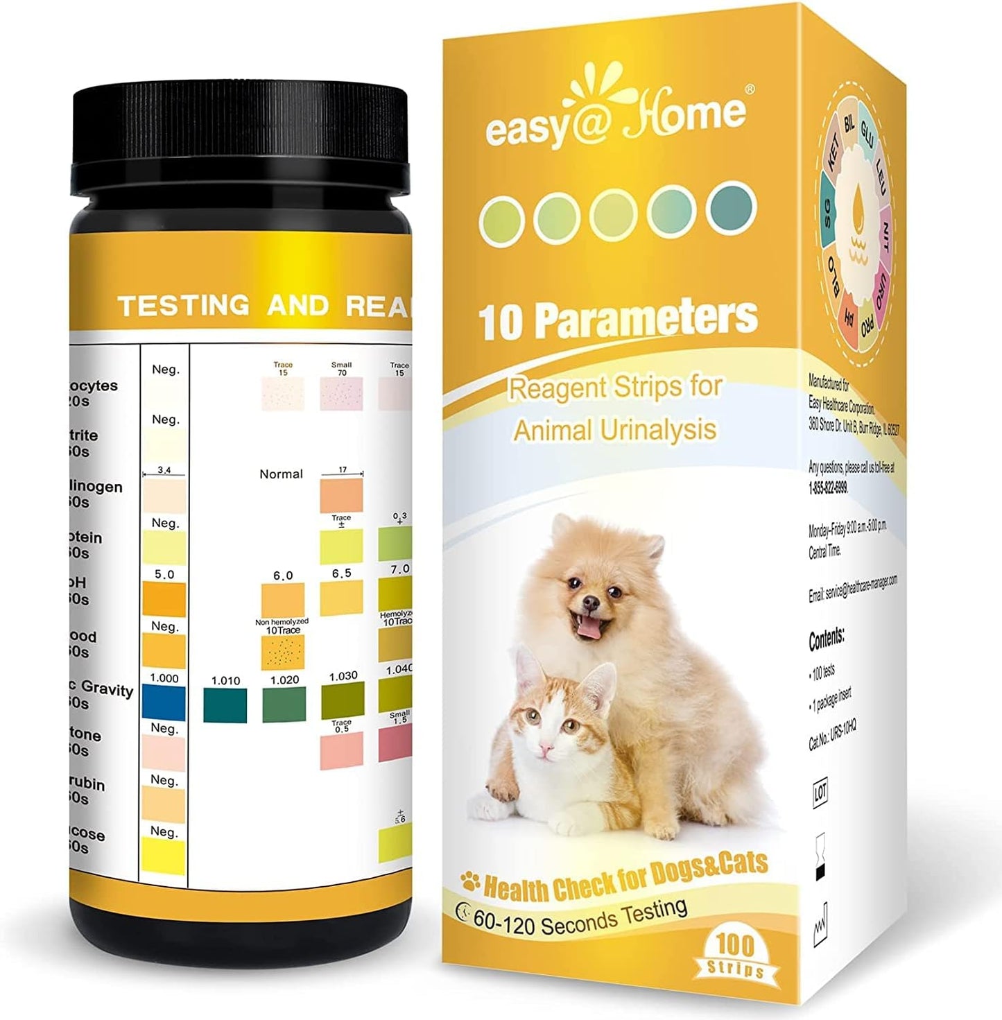 Vet Pet Urine Test Strips: Easy@Home 10 Parameters Animal Urinalysis Reagent image 0