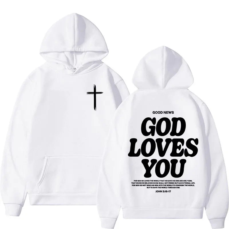 Harajuku Aesthetic Christian Jesus Church Hoodie Bible Verse God Loves Y2K image 6