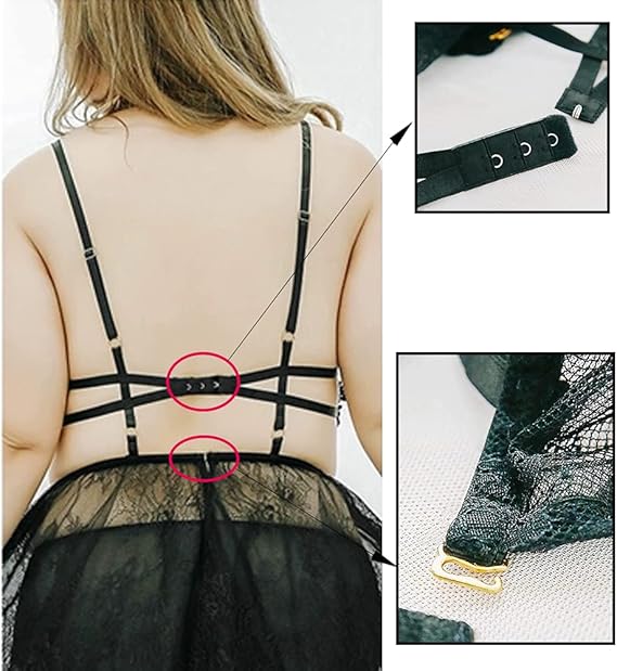 SPORCLO Plus Size Lingerie for Women Lace Black Babydoll Sexy Mesh High Waisted image 3