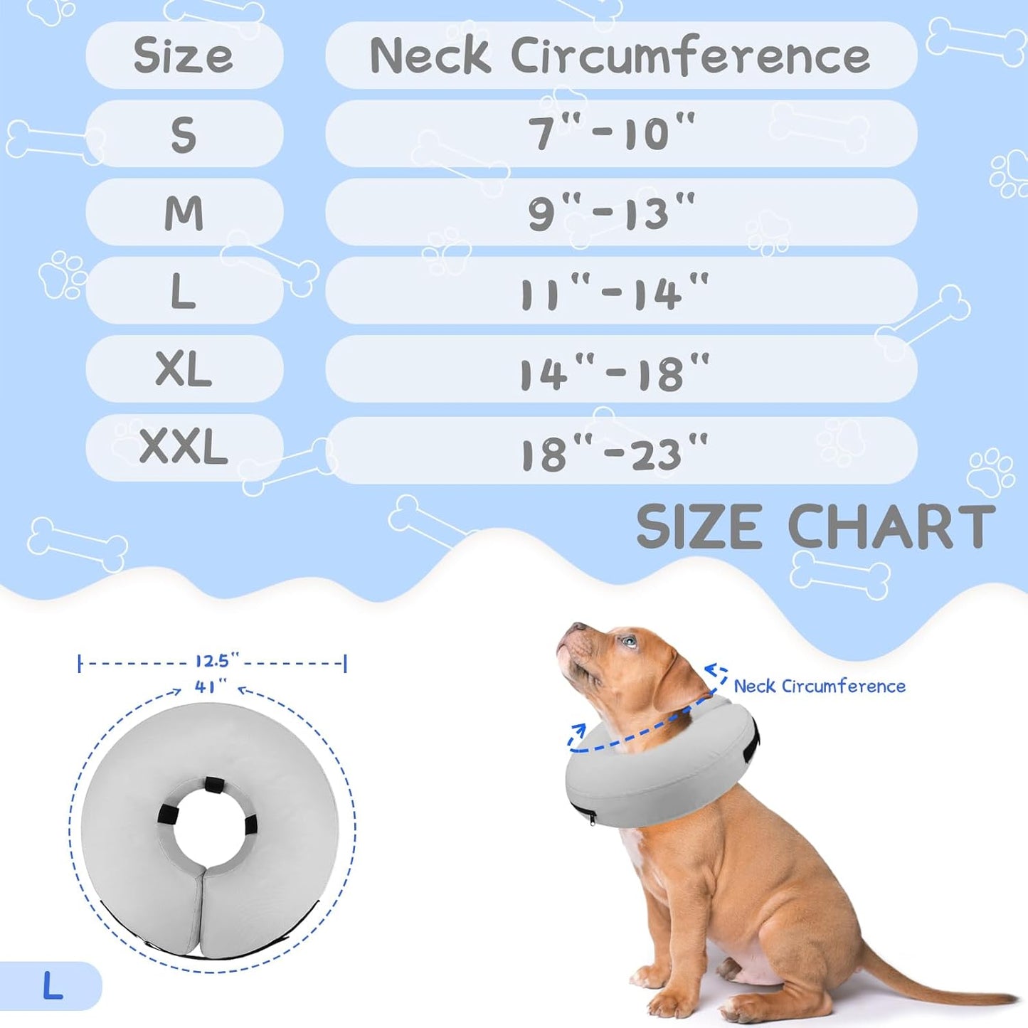 Supet Dog Cones After Surgery, Protective Inflatable Dog Collar Pet Recovery image 1