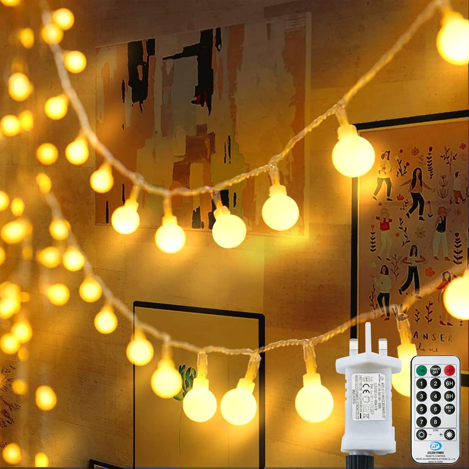 Globe String Lights, 120LED 15M49ft Fairy Lights Plug in Powered, 8 Modes image 3