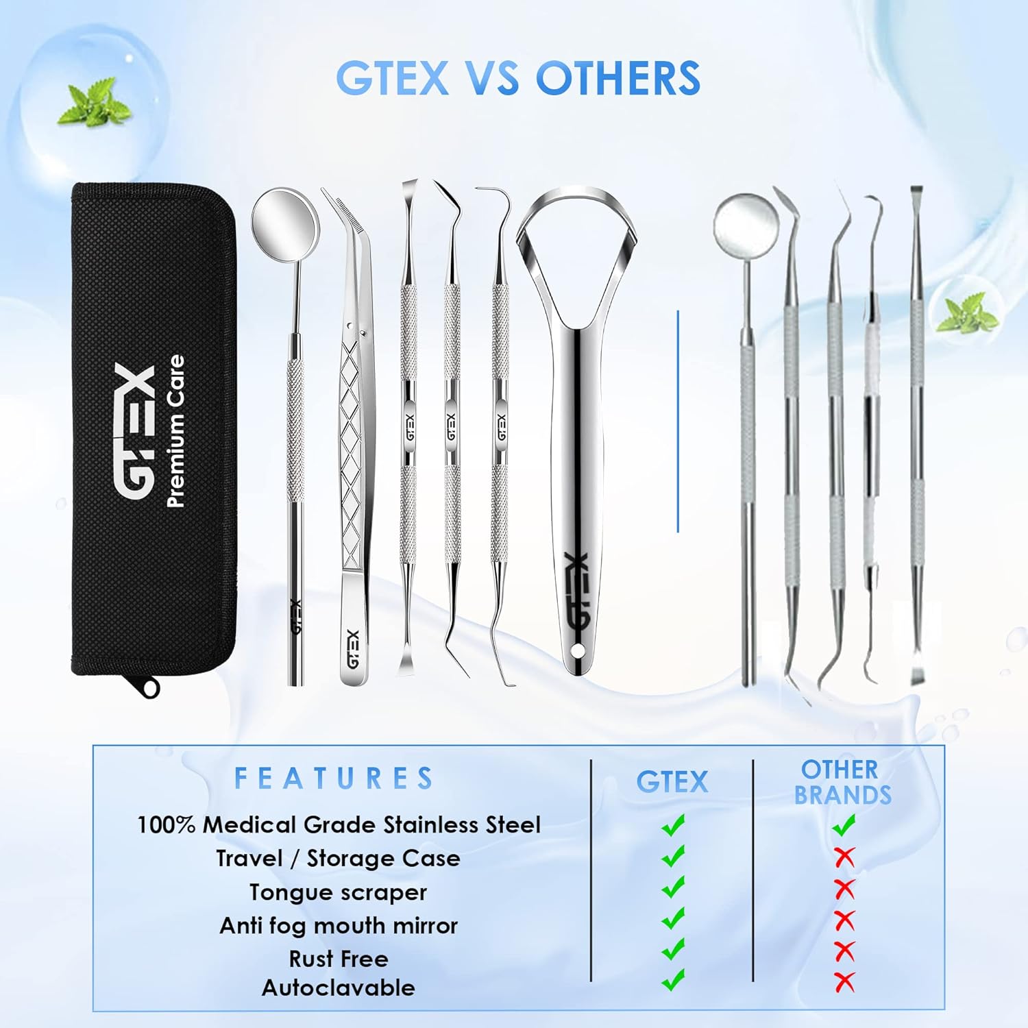 GTEX 6-Piece Professional Dental Plaque Remover Kit for Home Teeth Cleaning image 6