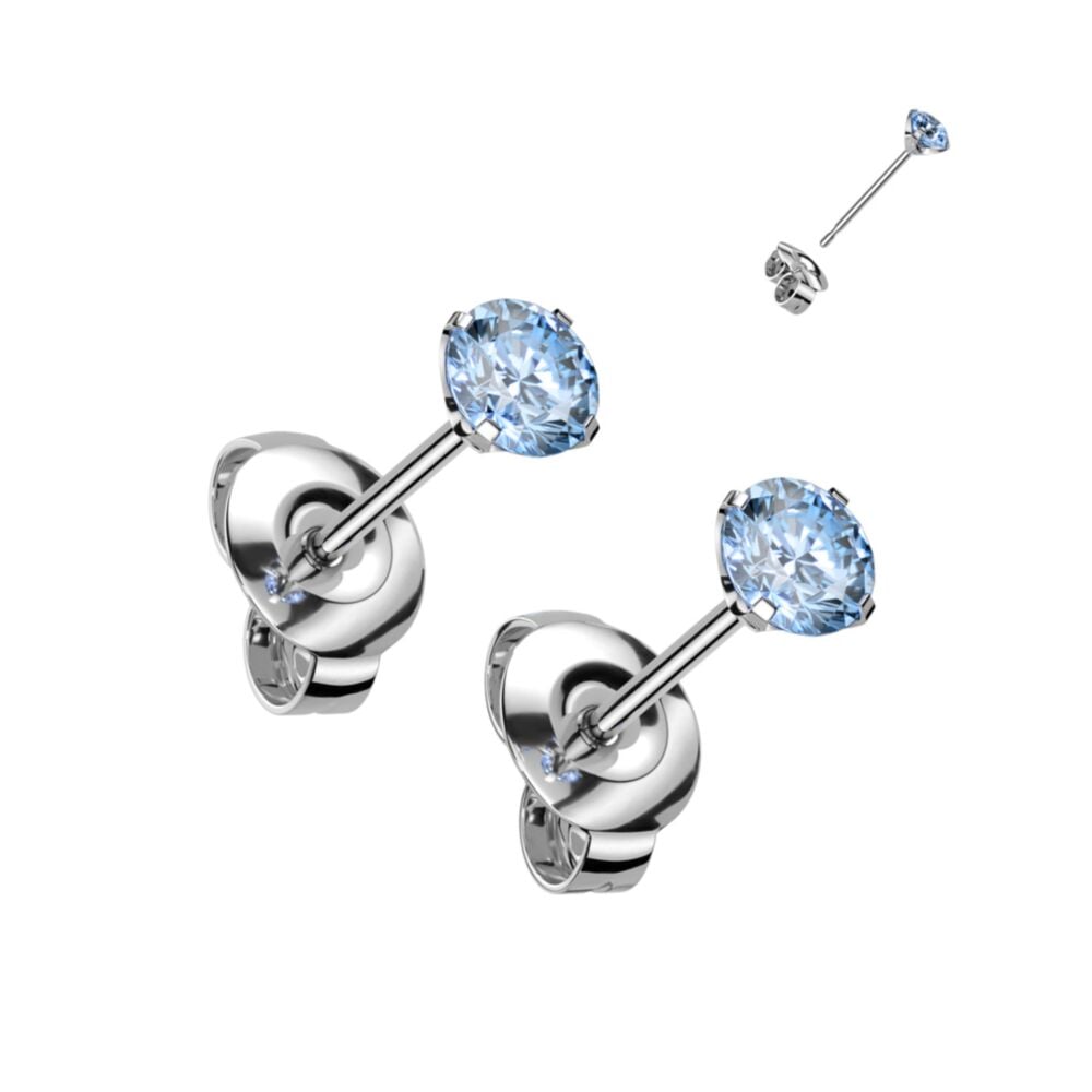 Dainty Hypoallergenic Titanium Stud Earrings with Brilliant Claw-Set Crystals image 3