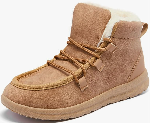 Heiiwarm Mens Womens Snow Boots Lace Up Fur Lined Anti-Slip Winter Shoes image 0