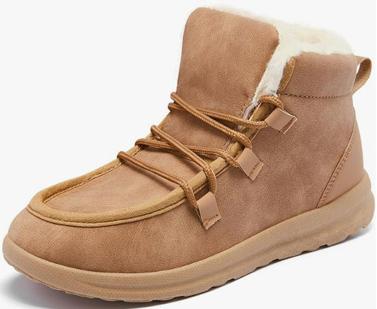 Heiiwarm Mens Womens Snow Boots Lace Up Fur Lined Anti-Slip Winter Shoes image 0