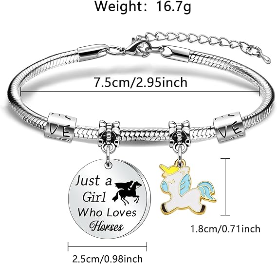 Horses Bracelet Just a Girl who loves Horses Bracelet for Women and Girls image 2