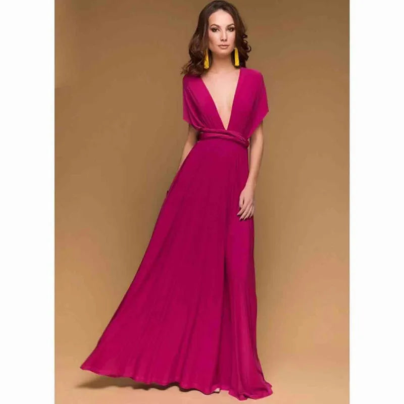 Sexy Women Multiway Wrap Convertible Boho Maxi Club Red Dress Bandage Long DresS image 7