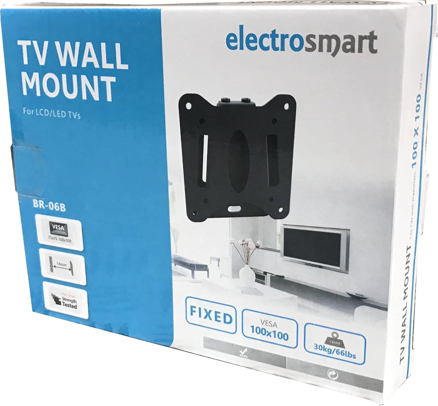 Electrosmart Fixed Surface TV Wall Mount Bracket 75 x 75 & 100 x 100 VESA Slim image 0