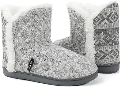 Zizor Ladies Zephin Slipper Boots with Memory Foam & Fur Lining, Light Grey image 0