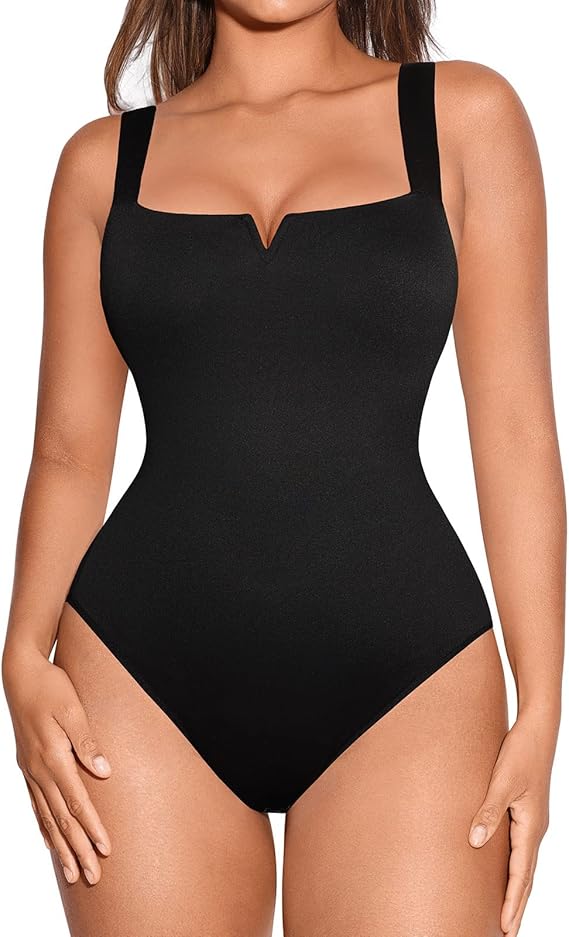 FeelinGirl Square Neck Bodysuit for Women Sleeveless Tummy Control image 2