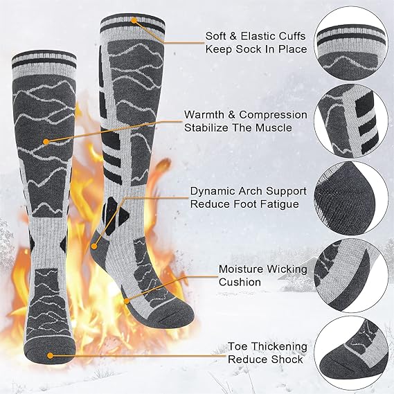 KOOOGEAR 2 Pairs Mens Ski Socks image 2