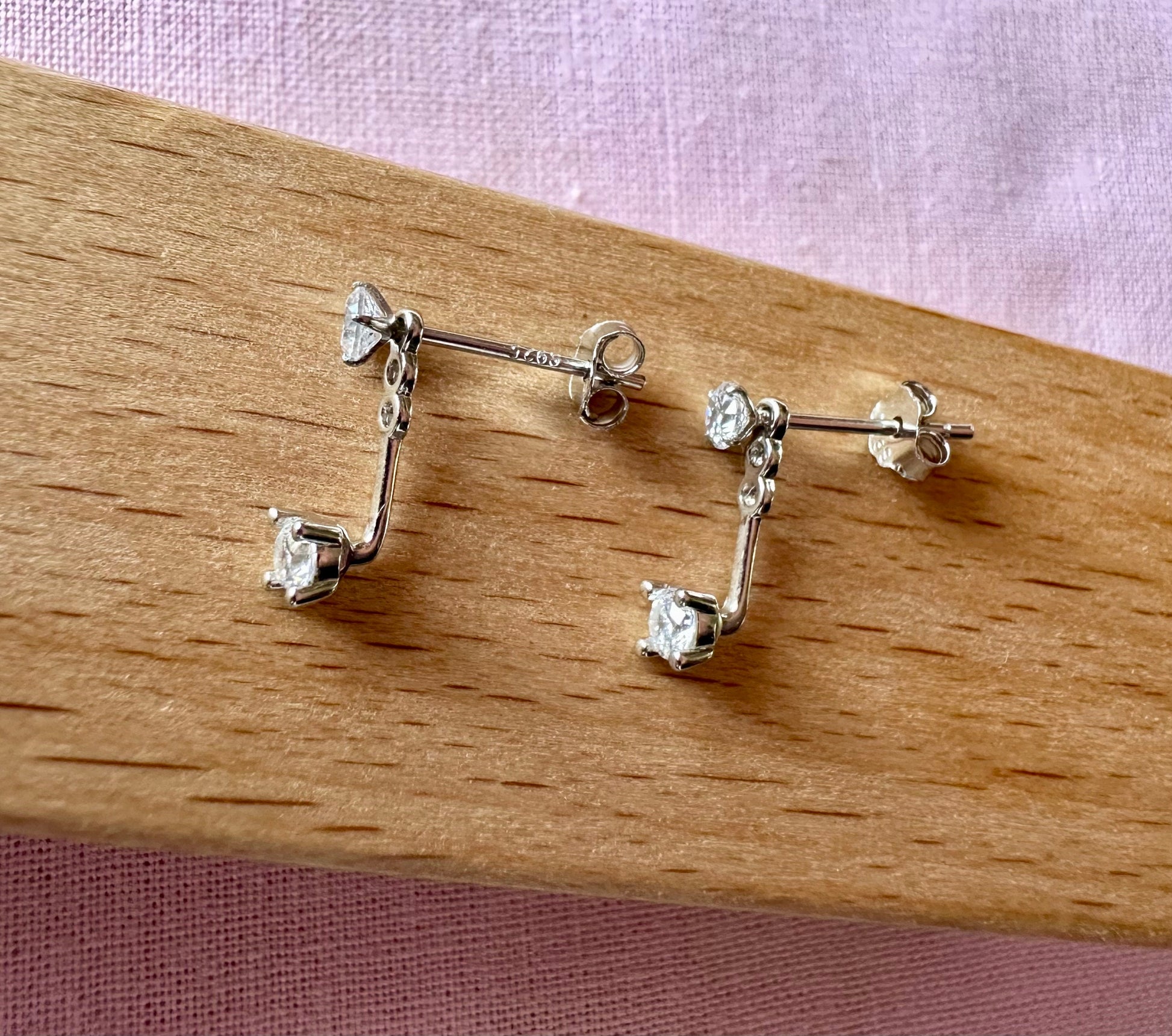 Elegant Floating 925 Sterling Silver Cubic Zirconia Stud Earrings for Women image 1