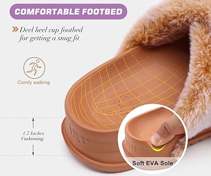 KuaiLu Women’s Fluff Platform Open Toe Slipper with Arch Support image 3