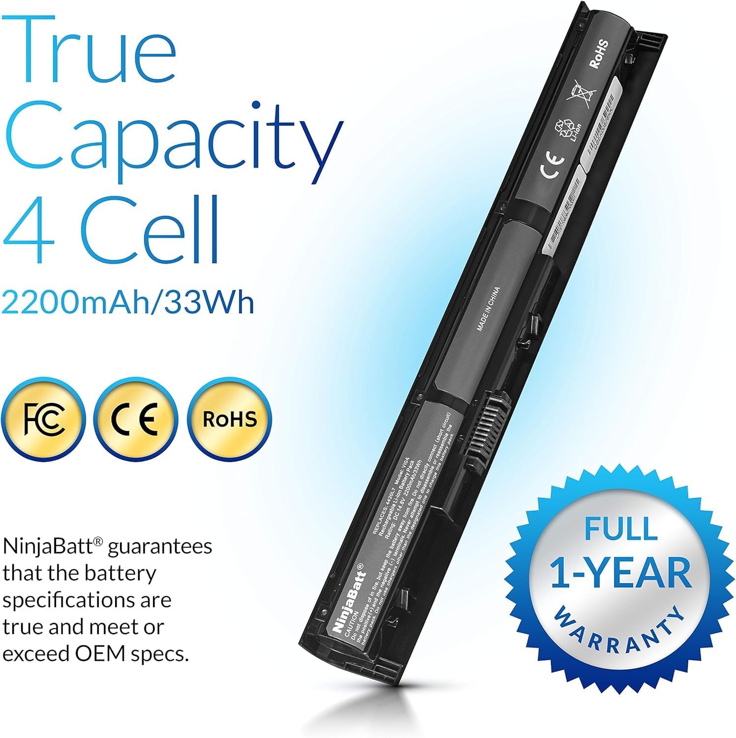 NinjaBatt Battery for HP V104 756743-001 VI04 ProBook image 4