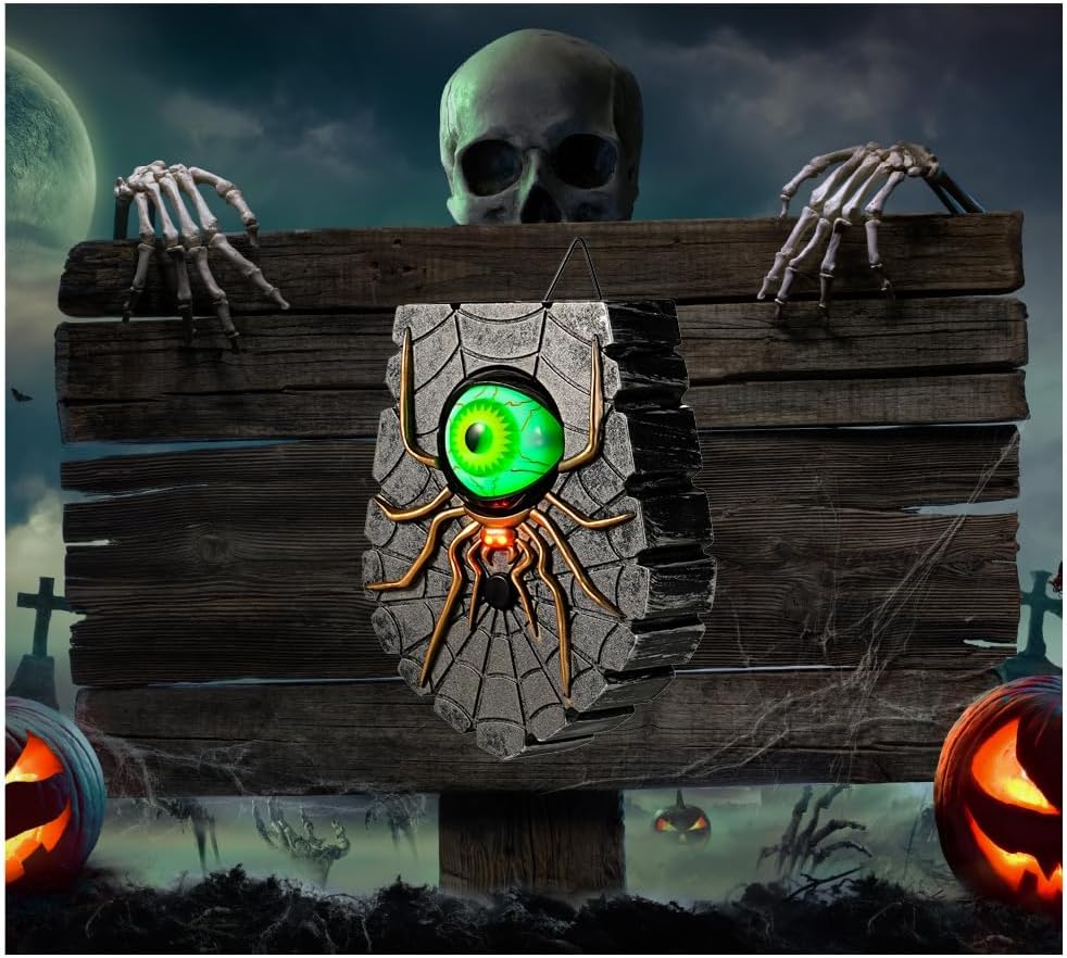 TRIXES Halloween Doorbell, Haunted Eyeball - Creepy Light Up Eyeball Doorbell image 2