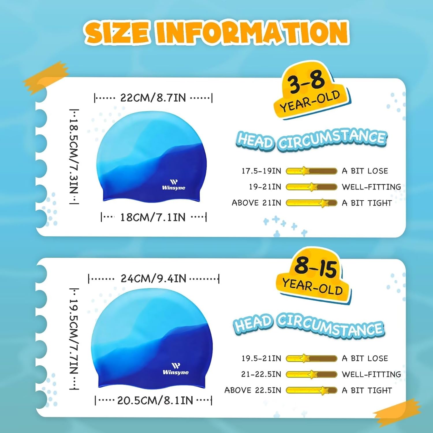 3-Pack Silicone Swim Caps for Kids: Waterproof Protection, Keeps Hair Dry, Ages image 2