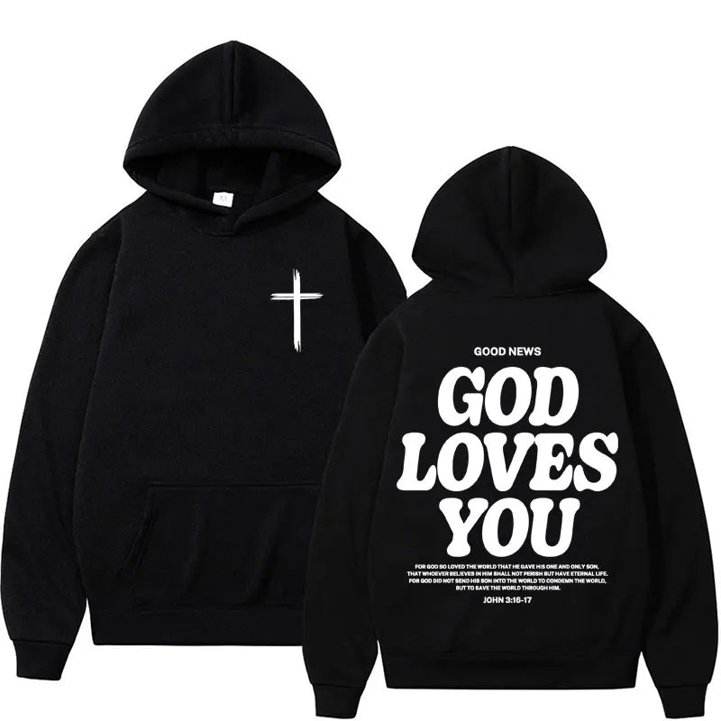 Harajuku Aesthetic Christian Jesus Church Hoodie Bible Verse God Loves Y2K image 0