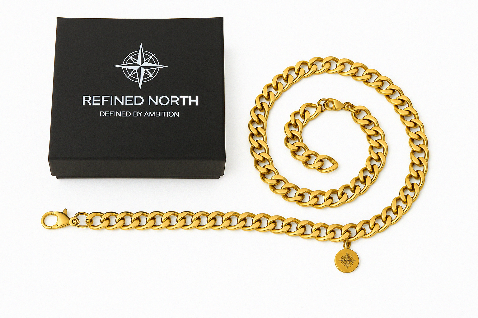 Refined North Gold-Plated Cuban Link Chain Necklace for Men-18K Gold Finish image 2
