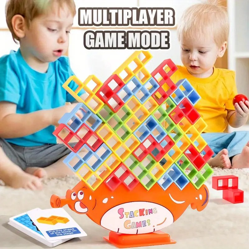 64pcs Hippocampus Tower Stacking Game image 2