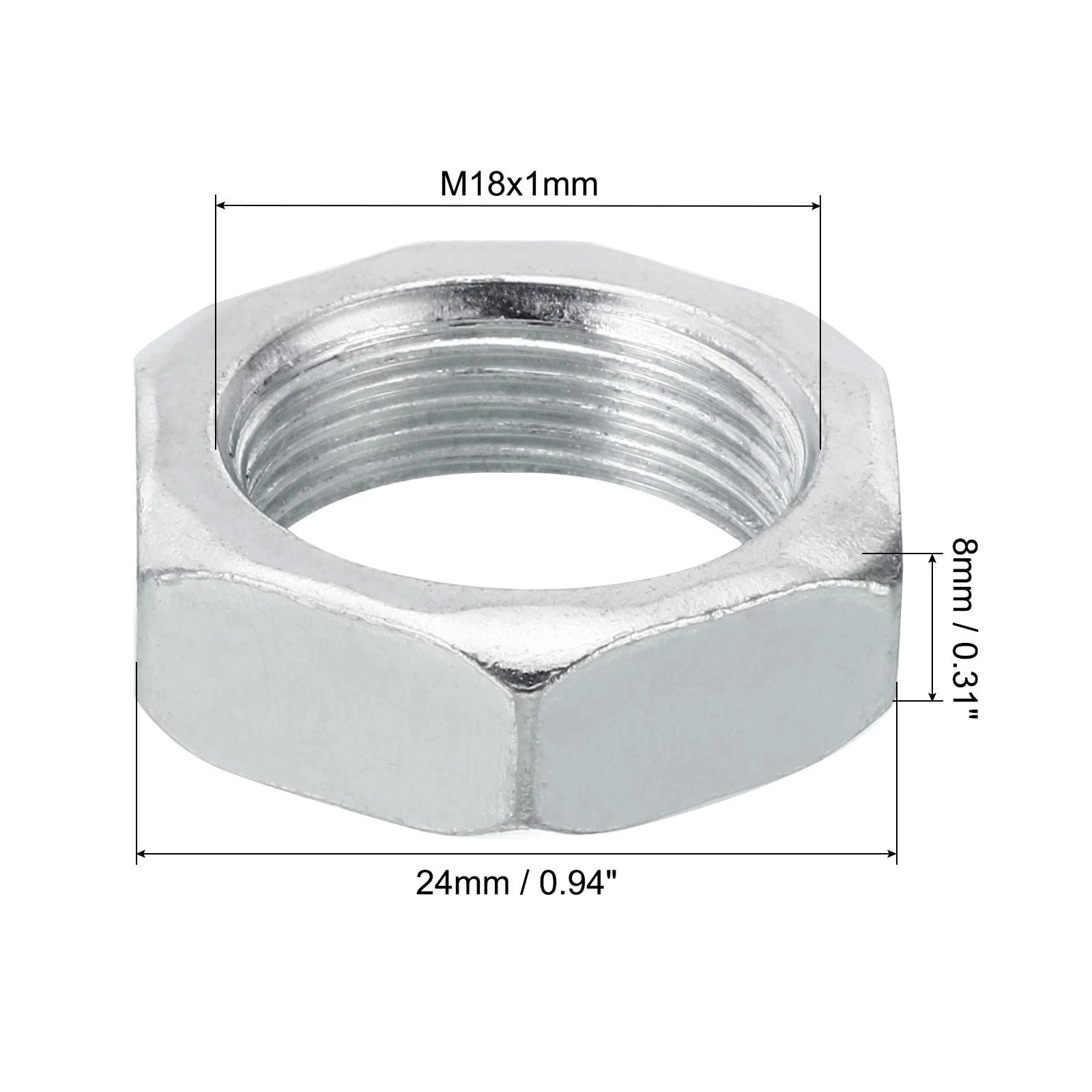 Durable M18x1.0 Steel Hex Nuts: Zinc Finish, Metric Thread, 15-Piece Set image 2