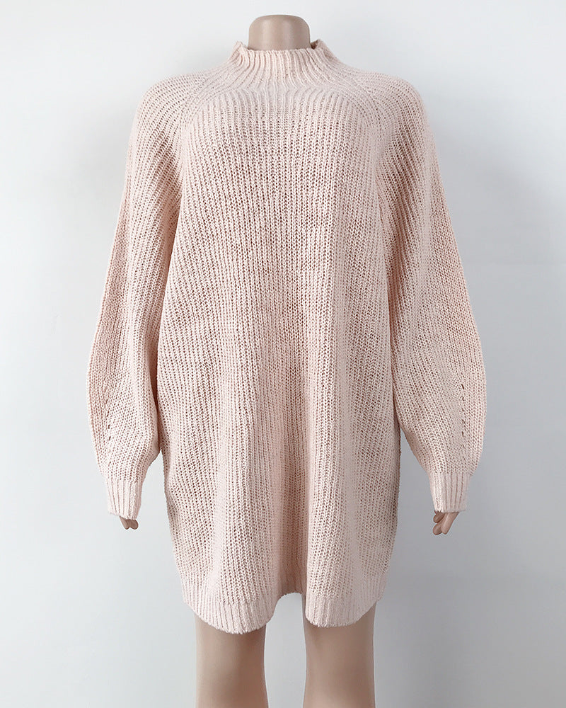 Winter Sweater Dress Raglan Sleeves Turtleneck Knit Sweaters Female Pullovers image 3