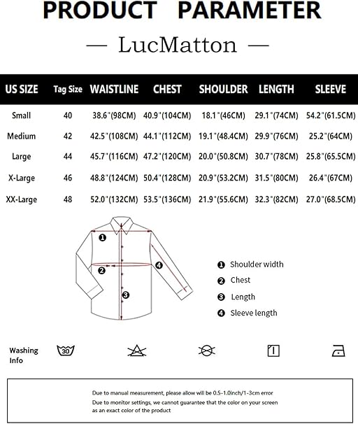 LucMatton Men's Dress Shirt Formal Stretch Wrinkle-Free Long Sleeve Slim Fit image 3