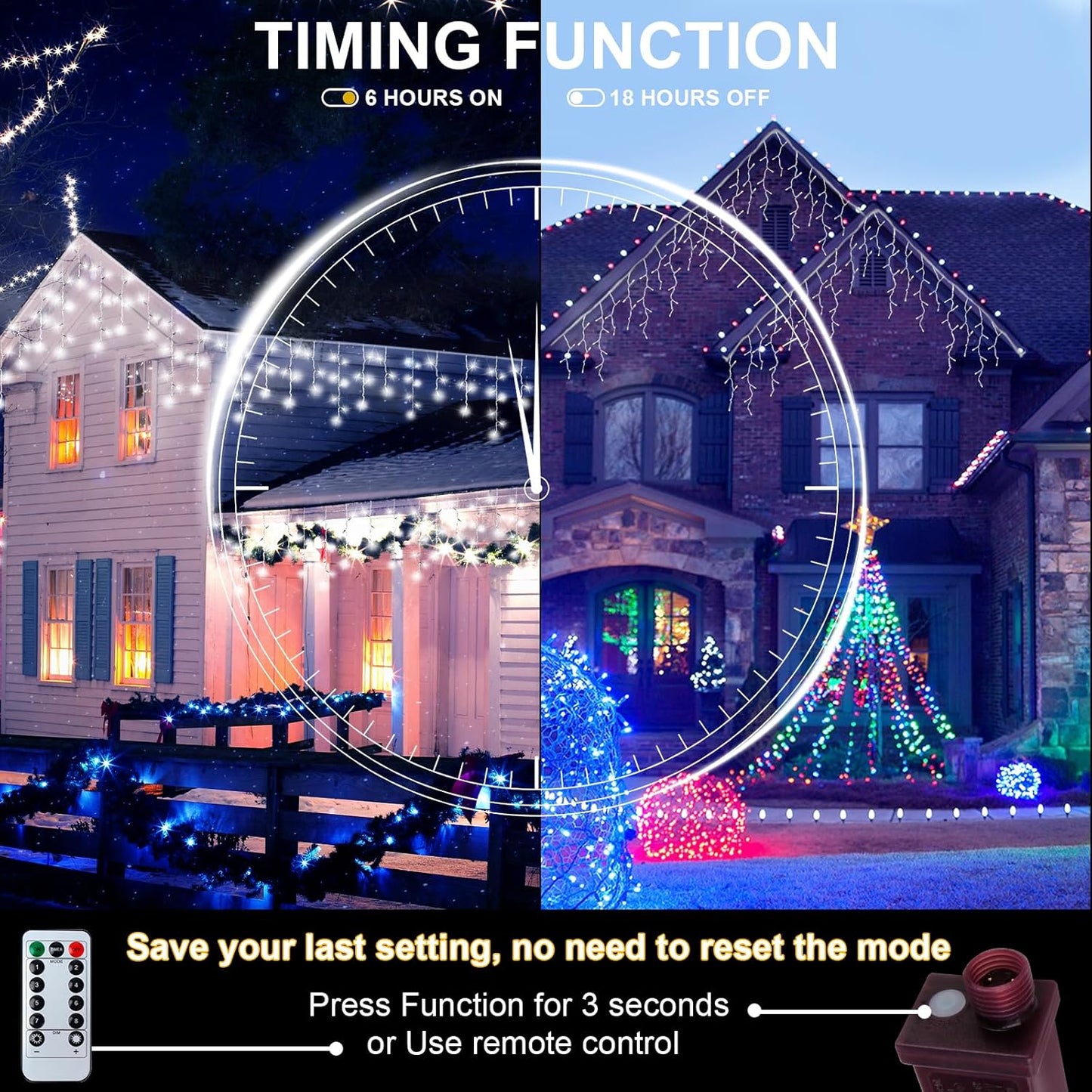 PEMOTech 423 LED Christmas Icicle Lights – 8 Modes, 5m Lead Wire, Outdoor image 1
