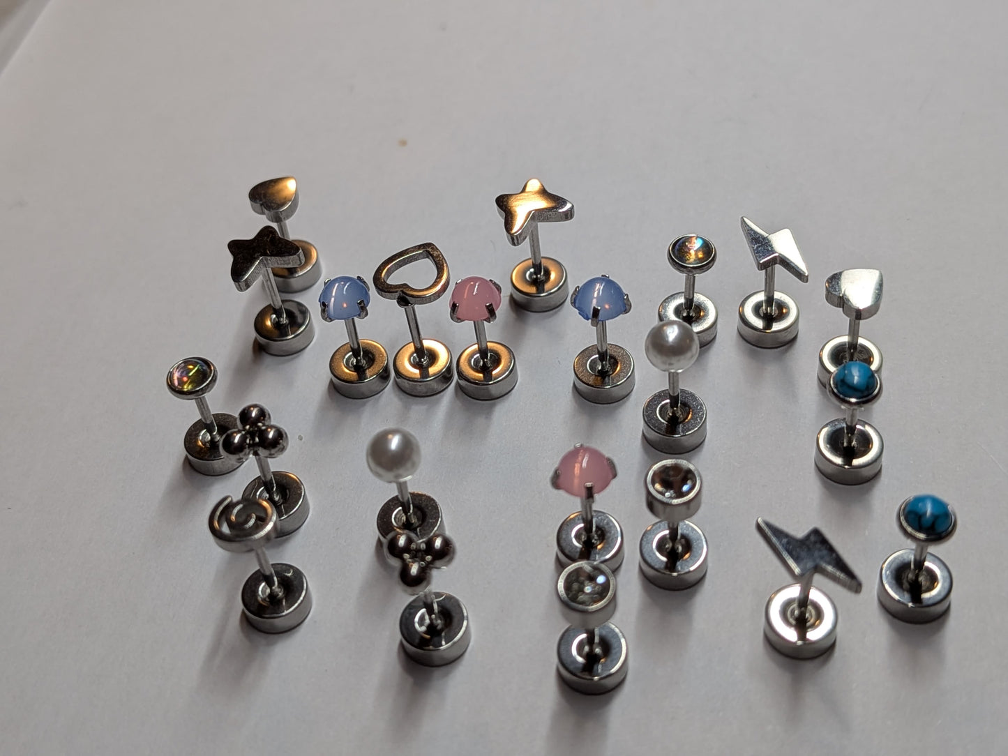 Implant Grade Titanium Threadless Push Pin Ear Studs for Tragus Helix Piercings image 1