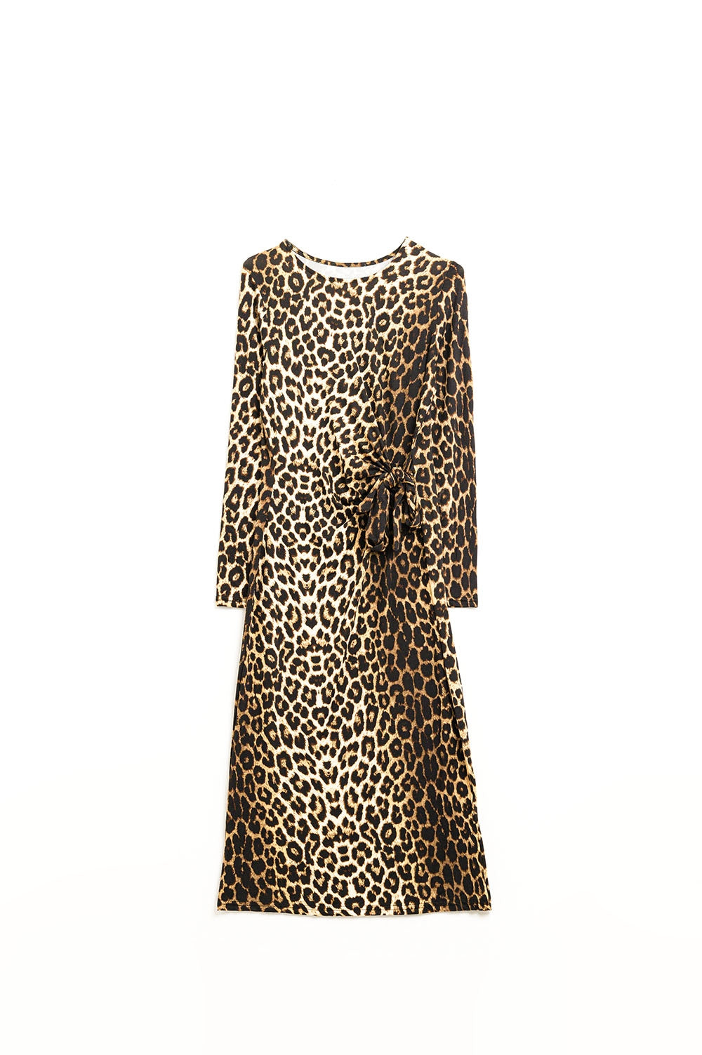 Leopard Print Spandex Dress With Bow Detail image 5