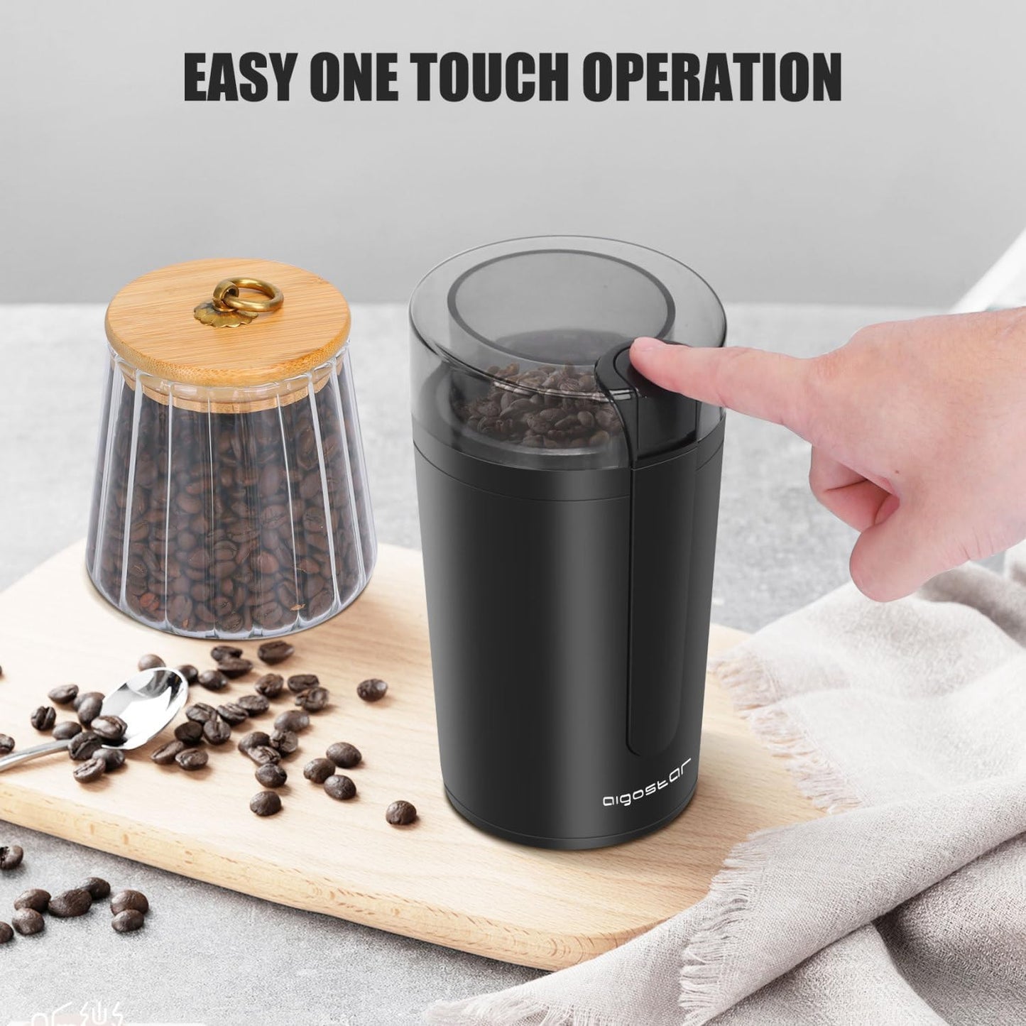 Aigostar 200W Electric Coffee & Spice Grinder – Stainless Steel Blades image 5