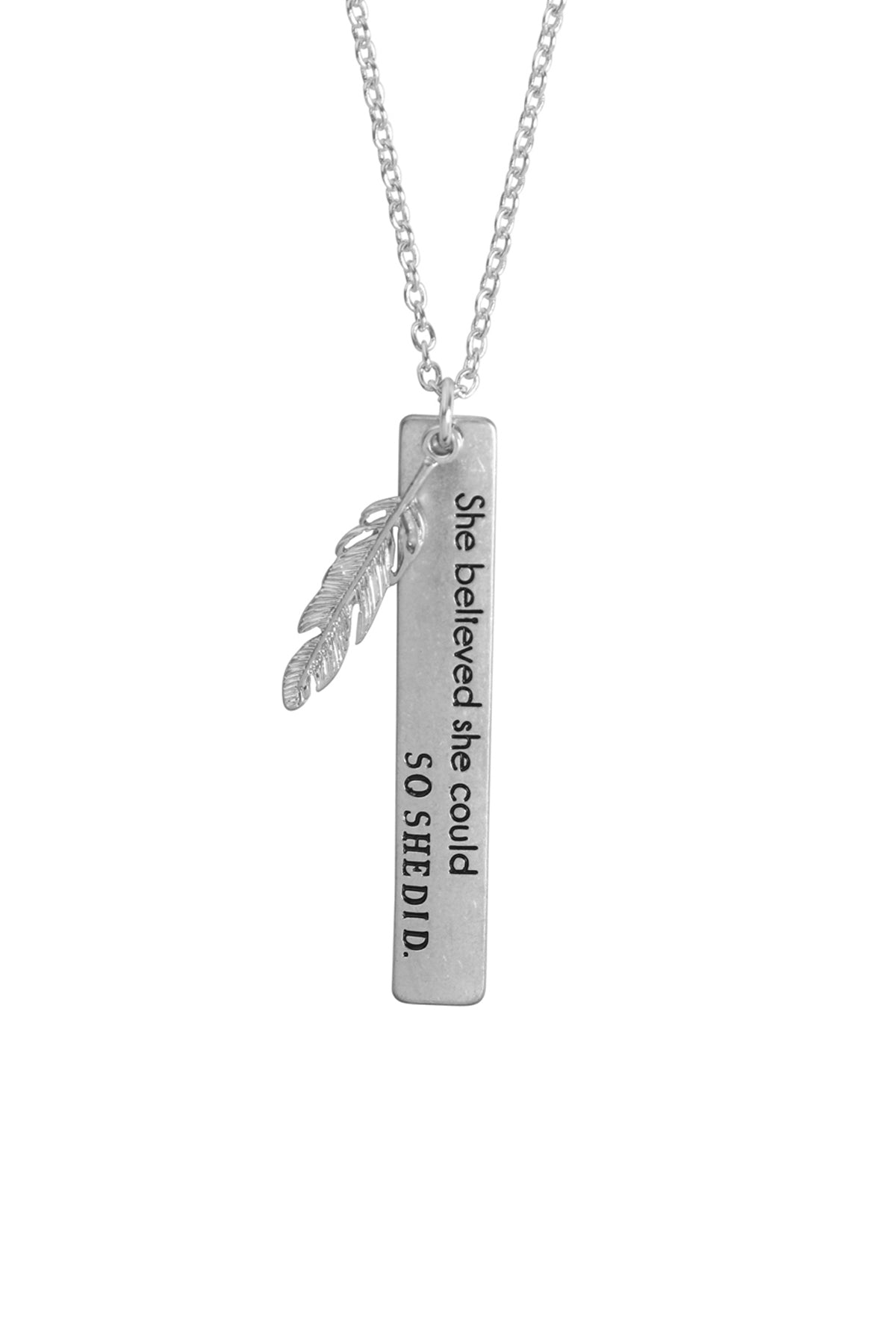 "She Believed She Could" Message Charm Pendant Necklace image 5