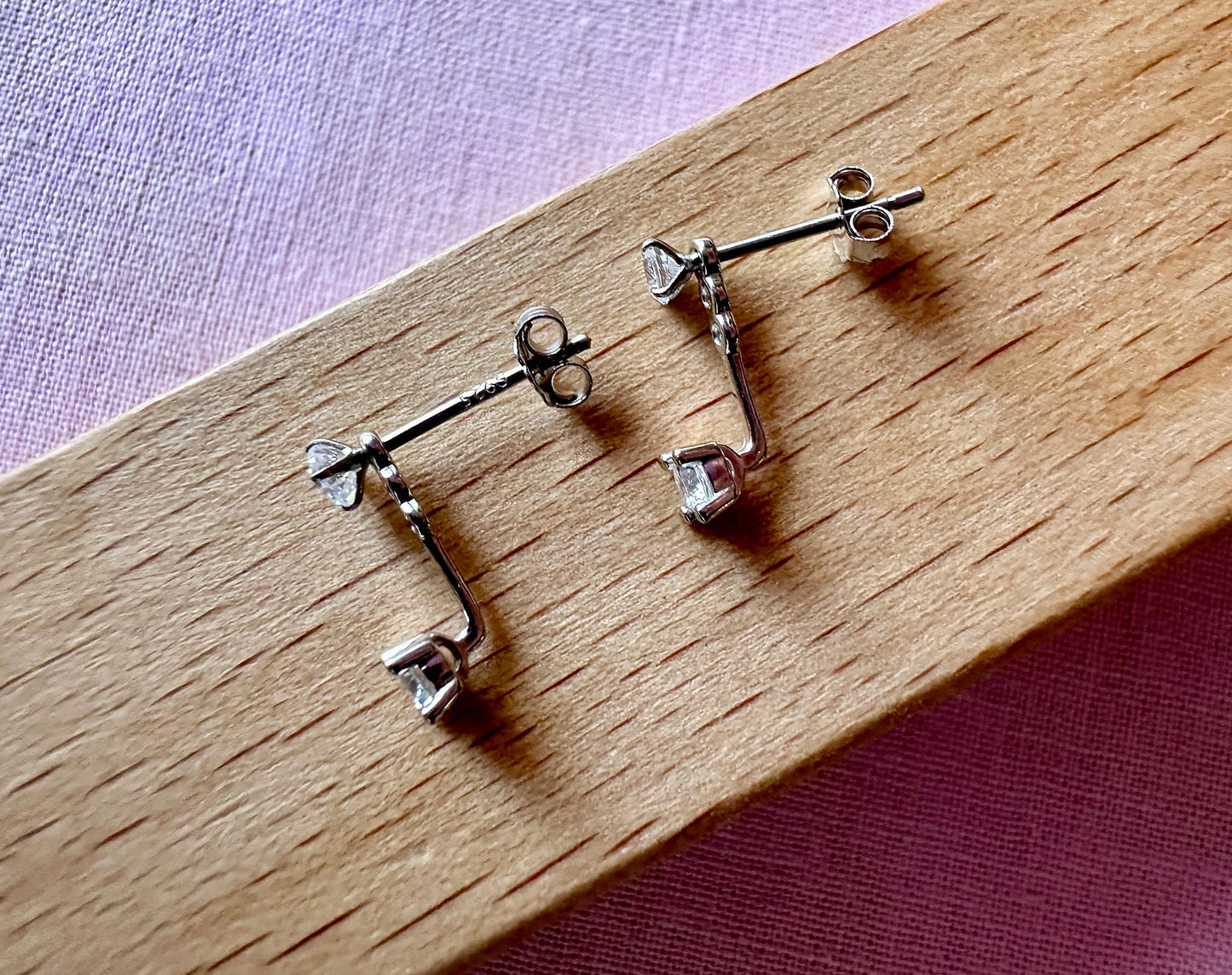 Elegant Floating 925 Sterling Silver Cubic Zirconia Stud Earrings for Women image 5