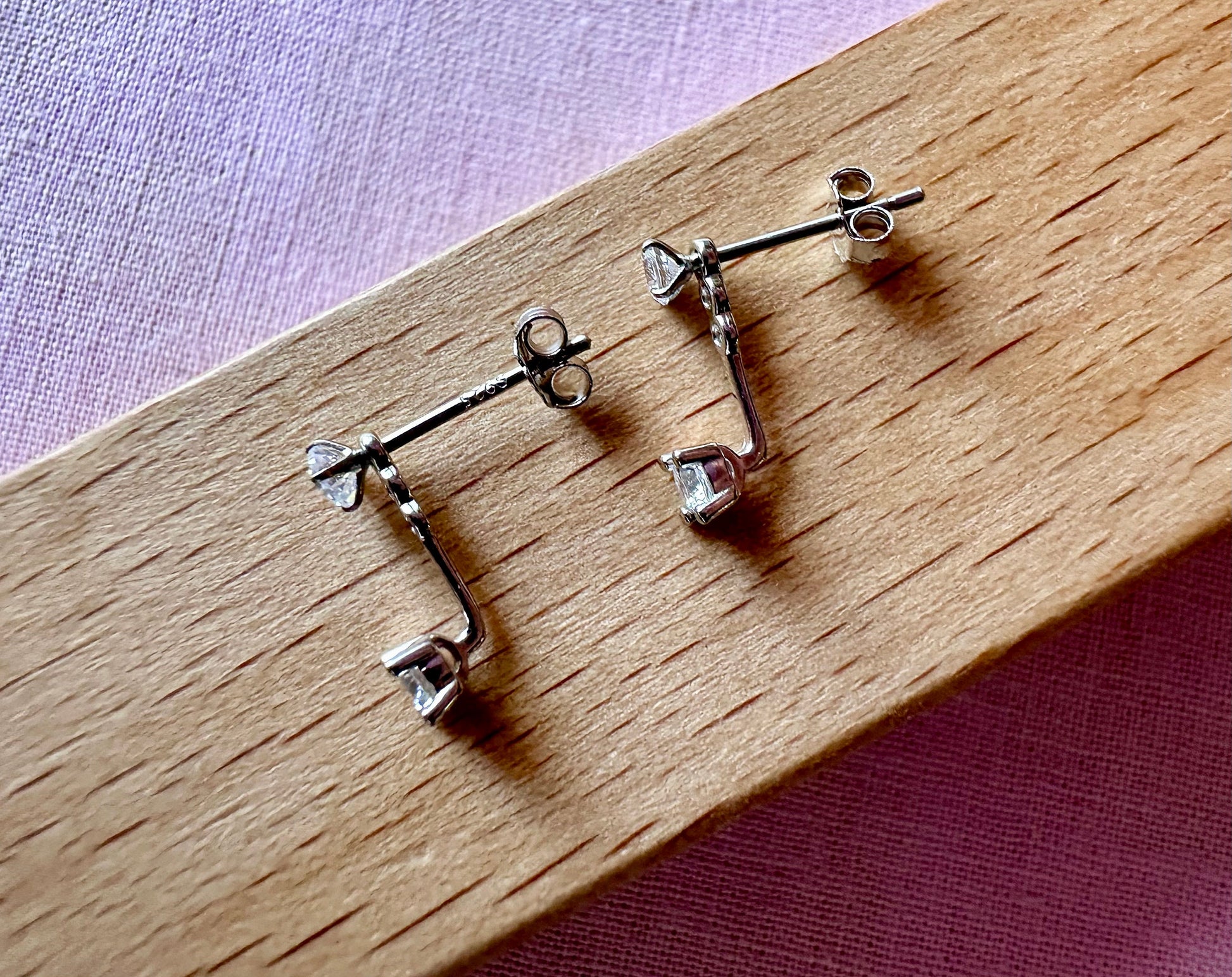 Elegant Floating 925 Sterling Silver Cubic Zirconia Stud Earrings for Women image 5