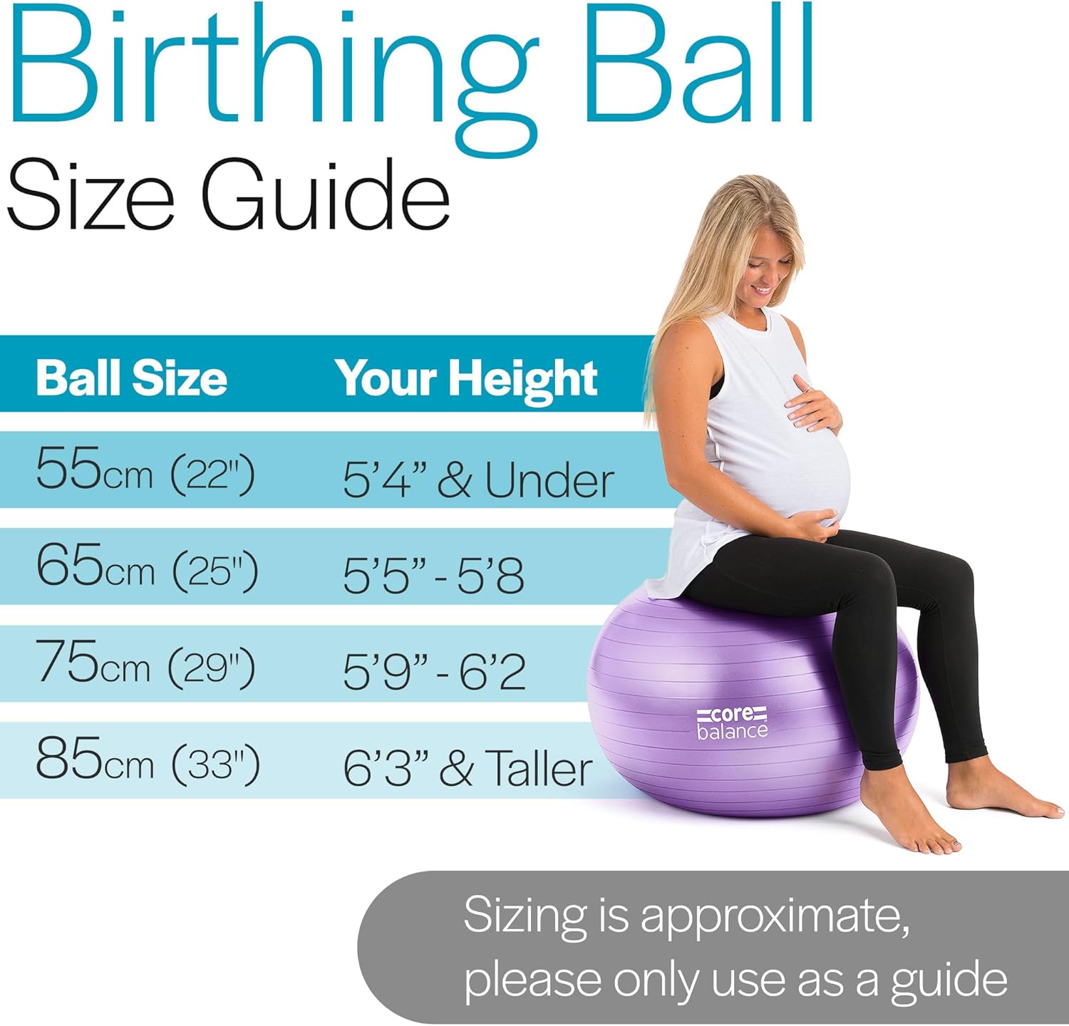 Core Balance Pregnancy Ball Anti Burst For Birthing Labour Pre Natal Exercise Wi image 5