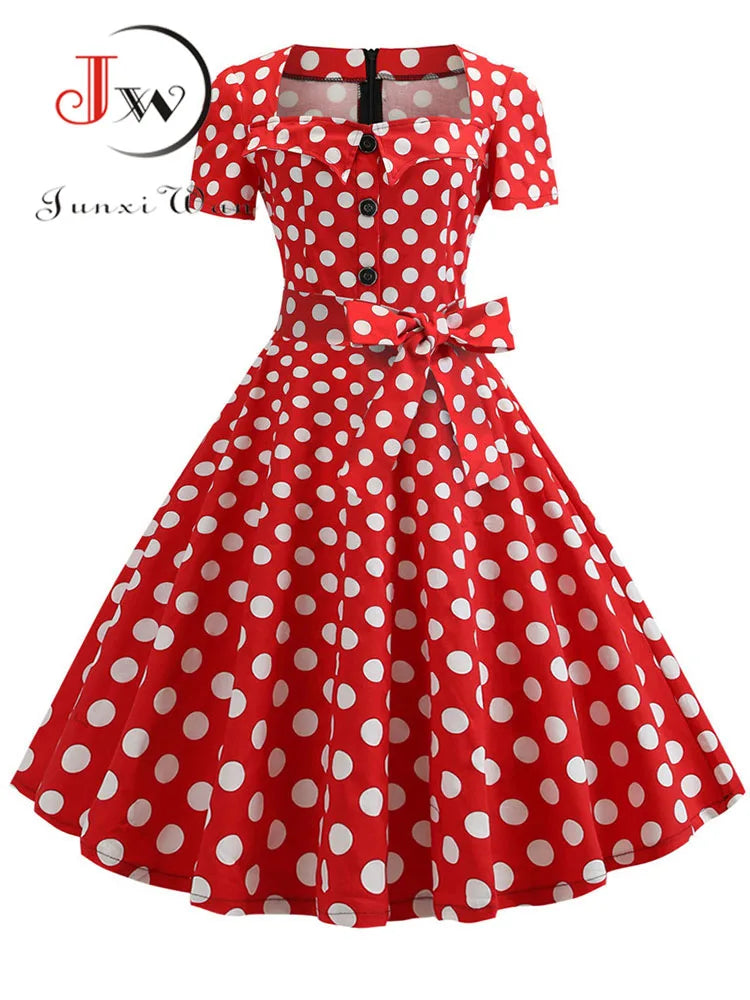 Women Summer Dress Elegant Retro Vintage 50s 60s Robe Rockabilly Swing Pinup image 4