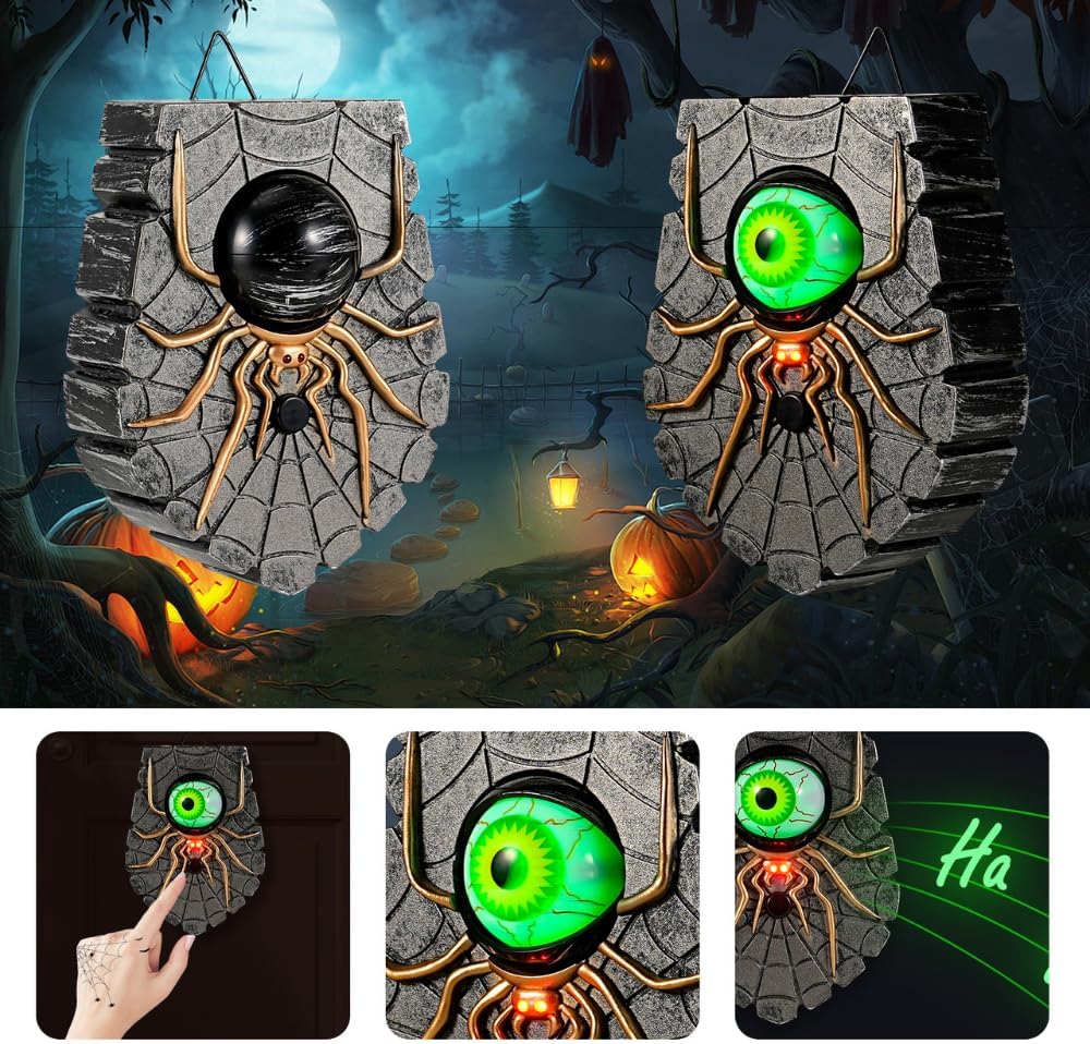 TRIXES Halloween Doorbell, Haunted Eyeball - Creepy Light Up Eyeball Doorbell image 6