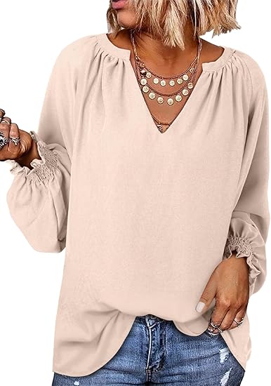 Dokotoo Womens Blouses Fashion Long Sleeve Shirts V Neck Business Casual image 1