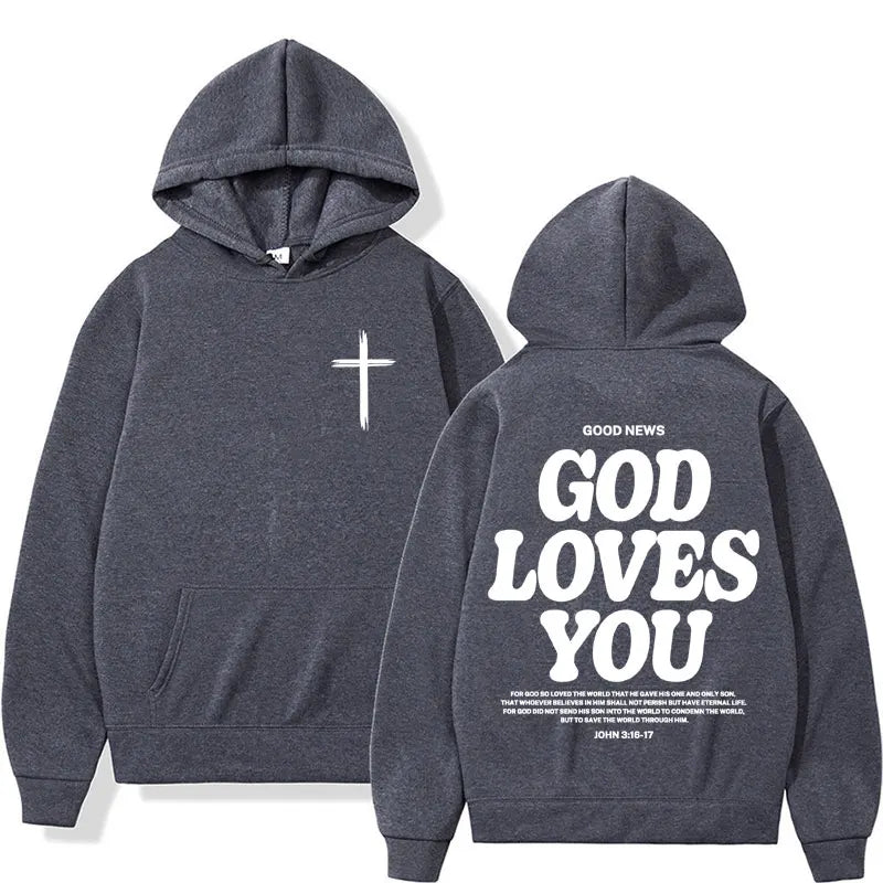 Harajuku Aesthetic Christian Jesus Church Hoodie Bible Verse God Loves Y2K image 15